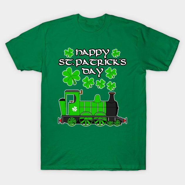 St. Patrick's Day Steam Train Model Railroad Enthusiast T-Shirt by doodlerob